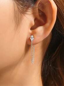 1對925純銀北斗星流蘇耳環,女性經典掛墜耳環,18k鍍金,完美婚禮,節日禮物,精美珠寶 - 金色 - 查看 2