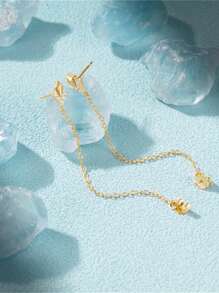 1對925純銀北斗星流蘇耳環,女性經典掛墜耳環,18k鍍金,完美婚禮,節日禮物,精美珠寶 - 金色 - 查看 3