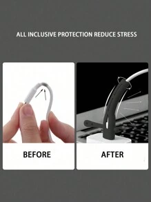 1 Pair Black Silicone Data Cable Earphone Charger Protection Cover Compatible With Apple Data Cable Earphone Charger Wire Winder Cord Organizer - Black - View 6