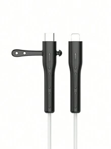 1 Pair Black Silicone Data Cable Earphone Charger Protection Cover Compatible With Apple Data Cable Earphone Charger Wire Winder Cord Organizer - Black - View 2