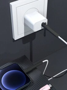 1 Pair Black Silicone Data Cable Earphone Charger Protection Cover Compatible With Apple Data Cable Earphone Charger Wire Winder Cord Organizer - Black - View 5