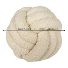 手工編織結球枕,雪夫莫綢柔軟圓形靠墊,適用於沙發、床、客廳、臥室、辦公室等 - 白色 - 查看 2