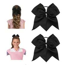 2 Packs Jumbo Cheerleading Bow 8 Inch Cheer Hair Bows Large Cheerleading Hair Bows With Ponytail Holder For Teen Girls Softball Cheerleader Outfit Uniform - Black - View 1