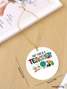 1入組「我是教師的第一年」鉛筆＆地球儀＆教育工具亞克力圓形掛飾(適用於牆/窗),教師讚賞/學年結束/開學/畢業/教師節紀念禮物 - 彩色 - 查看 2