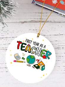 1入組「我是教師的第一年」鉛筆＆地球儀＆教育工具亞克力圓形掛飾(適用於牆/窗),教師讚賞/學年結束/開學/畢業/教師節紀念禮物 - 彩色 - 查看 4