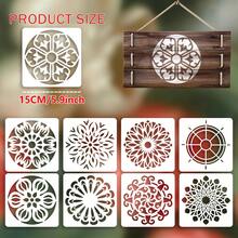 12入組白色曼陀羅藝術繪圖模板,適用於兒童繪畫、牆面和相冊裝飾、手繪diy、剪貼簿、塗鴉、印刷水彩/石頭/刮痕紙等。pet材料可清洗和重複使用。裝飾牆壁、紙張、紡織品和家具。初學者藝術創意繪製盒 - B60 - 查看 2