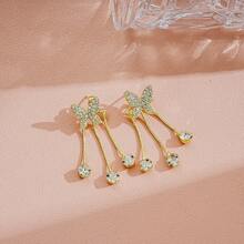 2入組蝴蝶設計鑲嵌鑽石耳環,情人節約會或朋友聚會禮物的完美選擇,韓式y2k時尚風格 - 款式3 - 查看 5