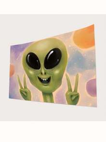 1pc Colorful Polyester Tapestry With Alien Astronaut Design, Perfect As Party Decor Or Outdoor/Home Wall Hanging With Free Installation Kit - Multicolor - View 9