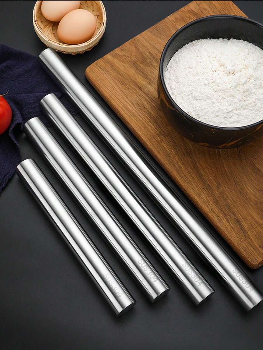 1pc, Rolling Pin, Stainless Steel Rolling Pin, Dough Roller, Rolling Pin For Baking Fondant, Pizza, Pie, Pastry, Pasta, Dough, Cookies,Ideal For Professional Bakers And Pastry Chefs For Restaurant/Food Truck/Bakery - Silver - View 1