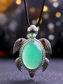 1 件天然石材吊墜可愛海龜治癒水晶時尚吊墜項鍊,diy 裝飾珠寶房間裝飾吊墜節日派對派對珠寶禮品 - 項鍊 - 查看 14