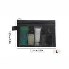 1個透明收納網格化妝收納袋,多功能旅行便攜袋,口紅護膚品收納洗臉化妝包, 灰色和黑色,多個尺寸可用 - 彩色 - 查看 14