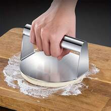 2 件/套不銹鋼手動漢堡機、方形和圓形餡餅機 - 銀色 - 查看 3