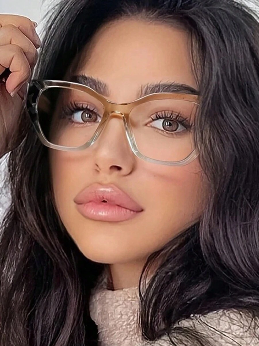 1pc Cat Eye Women's Color Block Simple Classic Glasses - Multicolor - View 1