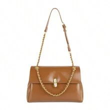 簡約鏈條斜肩小方包復古腋下手提包休閒單肩包,適合大學生、女士、女生、女士購物、約會、通勤、參加晚宴、聚會、度假 - 卡其色 - 查看 14