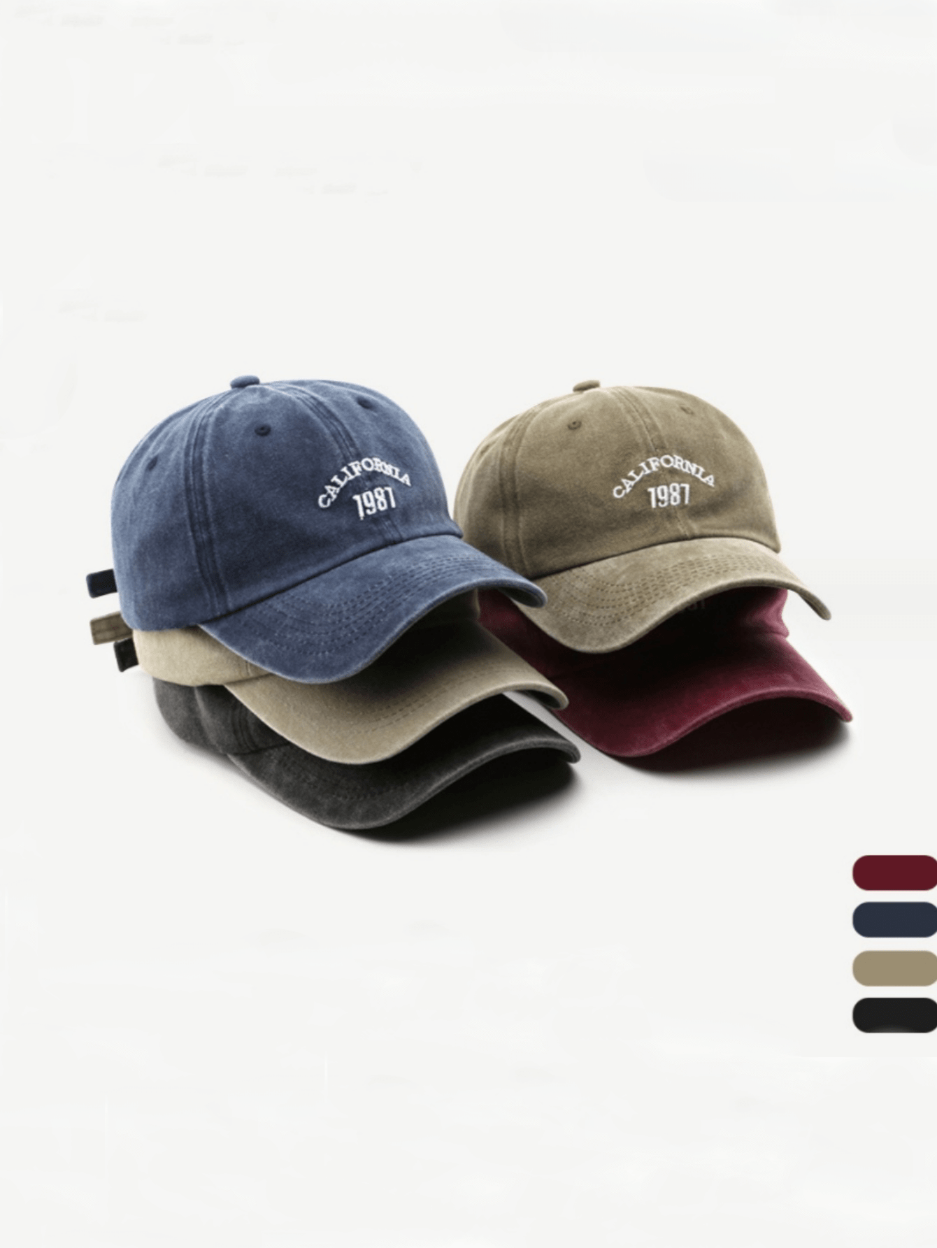 1頂男女適用的深藍色1987數字圖案帽子,復古風格,防曬,水洗後仍具備多功能運動戶外帽子的特性。 - 藏蓝色 - 查看 2