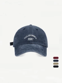 1頂男女適用的深藍色1987數字圖案帽子,復古風格,防曬,水洗後仍具備多功能運動戶外帽子的特性。 - 藏蓝色 - 查看 1