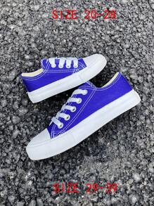 Zapatillas deportivas para niños de media altura de lona, estilo coreano, diseño simple y elegante, primavera/otoño, baja de perfil, ocio, con cordones, zapatos clásicos deportivos de lona, versátiles, casuales, deportivos, para monopatín y actividades atléticas, adecuadas para niños