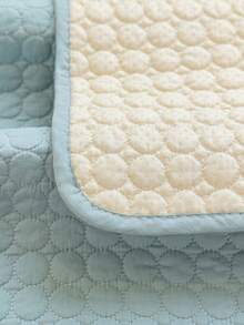 1pc Solid Color Quilted Anti-Slip Sofa Cushion With Lace Decor Simple European Style Couch Seat Cover, Universal Home Use - Blue - View 7