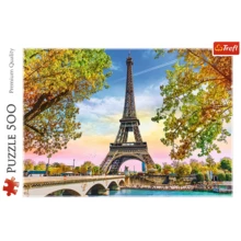 500 Piece Jigsaw Puzzles, Paris, France, Eiffel Tower In The Fall, Iconic Monuments, Adult Puzzles, Trefl 37330 - White - View 3