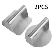 2 件/套不銹鋼手動漢堡機、方形和圓形餡餅機 - 銀色 - 查看 7