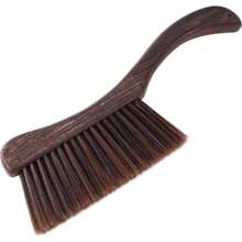 1支長柄軟毛塵刷及床鋪掃地刷,適用於地毯、床上用品、家具,家用小掃帚 - 深棕色 彎把 - 查看 1