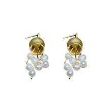 1對銅製仿珍珠掛墜耳環，配流蘇和鈴鐺吊墜，適合女性日常佩戴 - 彩色 - 查看 4