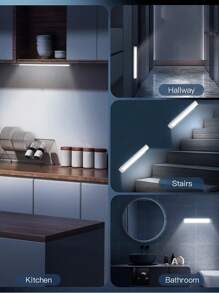 LED Night Light With Motion Sensor, Magnetic Wireless Lighting, Suitable For Home Room Decoration, Can Be Used In Kitchen, Stairs, Cabinets, Hallway And Wardrobe, Cabinet Light Strip With Warm White Light, Light Bar - White - View 7