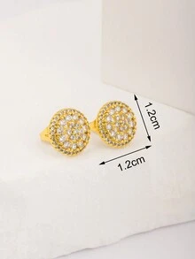 ouchuang 1套情人節18k金鍍白色鋯石耳針和項鍊套裝,女性迷人的珠寶禮物,適用於約會之夜 - 金黃色 - 查看 8