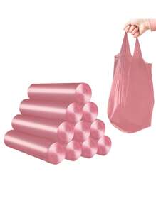 20pcs/1set Purple Disposable Thickened Garbage Bag With Handles  Flat, Large Size, New Household Material, Point-Break Disposable Garbage Bag, Plastic Bag, Office, Kitchen, Bedroom - Black - View 4