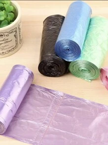 20pcs/1set Purple Disposable Thickened Garbage Bag With Handles  Flat, Large Size, New Household Material, Point-Break Disposable Garbage Bag, Plastic Bag, Office, Kitchen, Bedroom - Black - View 3
