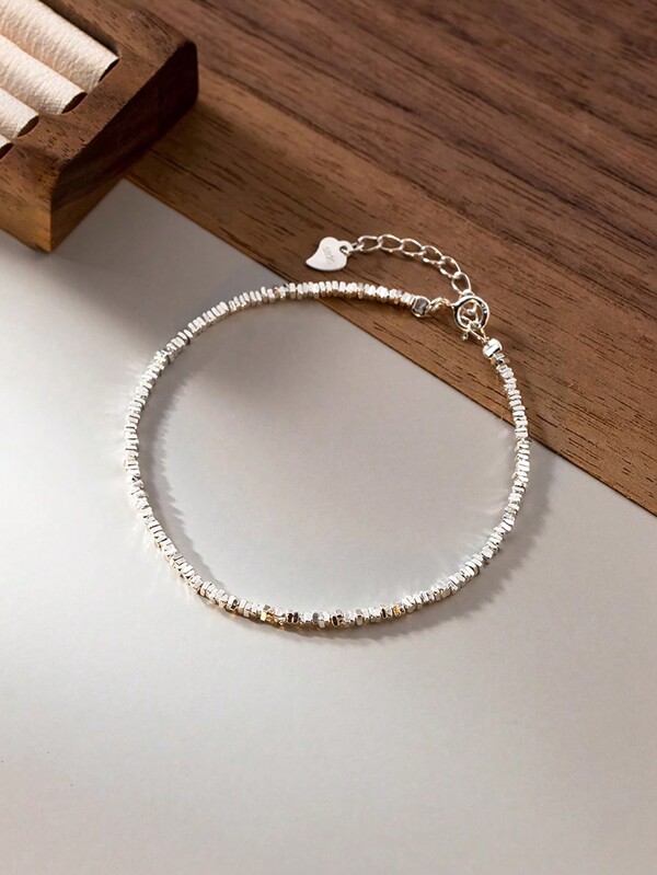 MODIAN Pulsera de plata de ley 925 genuina Modian con diseño geométrico simple para niñas y mujeres, joyería fina de fiesta básica