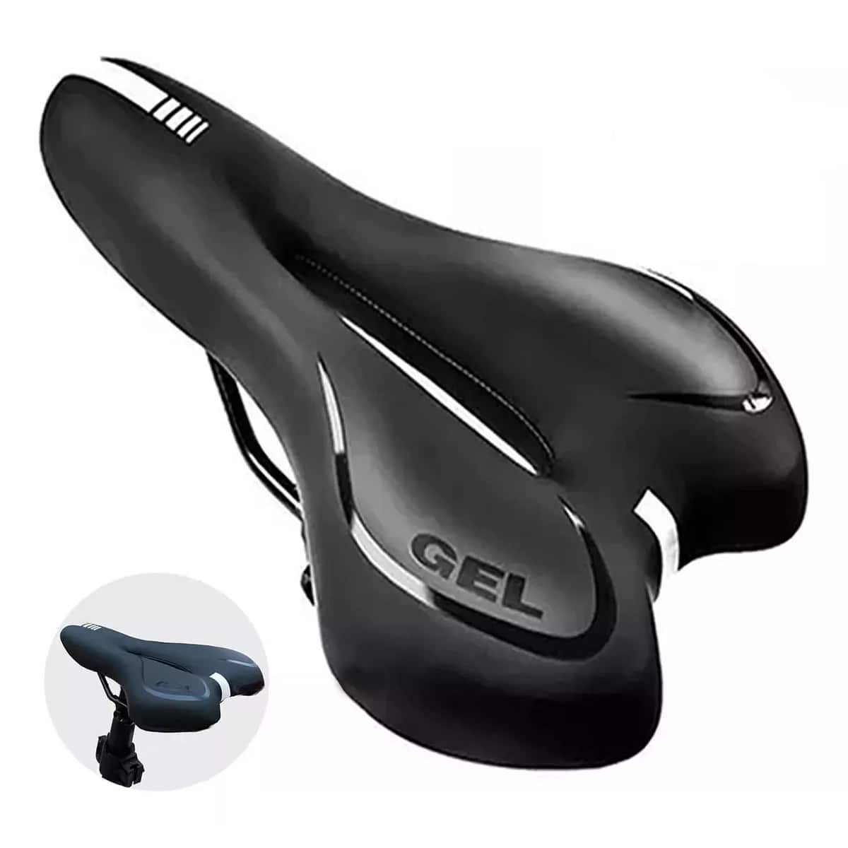 Asiento Sillin,cojín Cómodo Bicicleta Absorción De Impactos - Negro - Ver 1