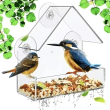 1 Pc Window Bird Feeder Outside Clear Acrylic Hanging Bird Feeders With Suction Cup Pet Supplies Transparent Wall-Mounted Bird Cage