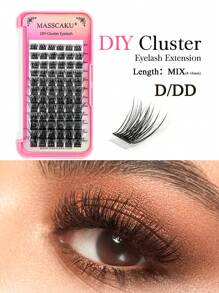 MASSCAKU Lông mi giả tự làm dễ sử dụng, phù hợp cho trang điểm, cụm lông mi tự nhiên, lông mi giả chuyên nghiệp. - màu đen - Xem 1