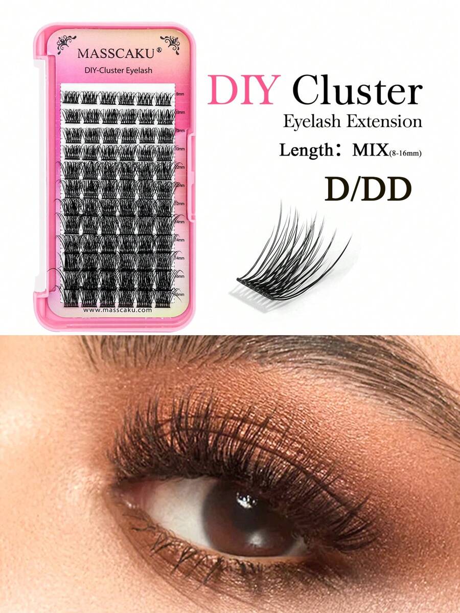 MASSCAKU Lông mi giả tự làm dễ sử dụng, phù hợp cho trang điểm, cụm lông mi tự nhiên, lông mi giả chuyên nghiệp. - màu đen - Xem 1