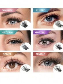 MASSCAKU Lông mi giả tự làm dễ sử dụng, phù hợp cho trang điểm, cụm lông mi tự nhiên, lông mi giả chuyên nghiệp. - màu đen - Xem 2