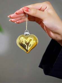 12pcs Valentine'S Day Heart-Shaped Pendant Shiny Ceramic Heart Combination Set Wedding Decor Diy Pendant Decoration - Gold - View 4