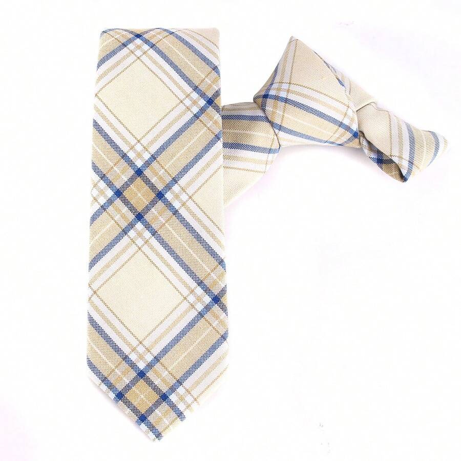 男女時尚棉質領帶,男女休閒格紋領帶,適用於男女孩女孩西裝佩帶瘦身領帶,婚禮派對結婚禮物領帶 - XY210 - 查看 1