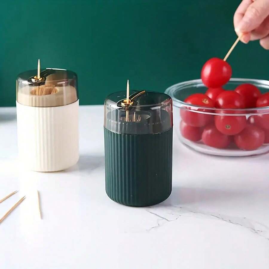 1個家庭牙籤盒,塑料防塵牙籤盒具有按壓式自動彈出設計 - 彩色 - 查看 1