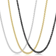 1pc Fashionable Stainless Steel Wheat Chain Necklace For Men, Waterproof And Non-Fading, Suitable For Single Chain Wear Or Any Pendant Matching - Silver - View 2