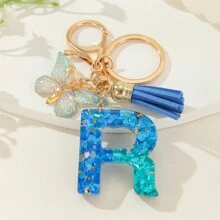1入新款女士鑰匙扣,漸變藍色字母、水晶、閃粉、蝴蝶、流蘇吊飾,適用於情人節和聖誕紀念品或diy禮物 - 彩色 - 查看 19
