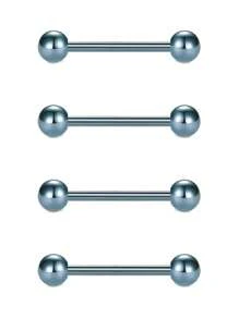 CIZME 4Pcs/Set Nipple Rings Tongue Rings Stainless Steel 14G Straight Barbells Piercing Jewelry 12mm,14mm,16mm,18mm