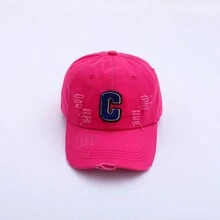 1pc Women'S Distressed Hole Letter Patchwork Baseball Cap With Sun Protection, Street Hip-Hop Style - Pink - View 4
