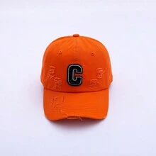 1pc Women'S Distressed Hole Letter Patchwork Baseball Cap With Sun Protection, Street Hip-Hop Style - Pink - View 2