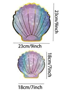 10pcs 7inch/9inch Disposable Paper Plates With Hot Stamping, Gradient Purple Seashell Shape. Ideal For Birthdays, Weddings, Bridal Showers And Other Themed Parties, And Also Suitable For Daily Use - Multicolor - View 2