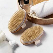 1入圓木身體沐浴刷,帶按摩功能 - 米色 - 查看 3