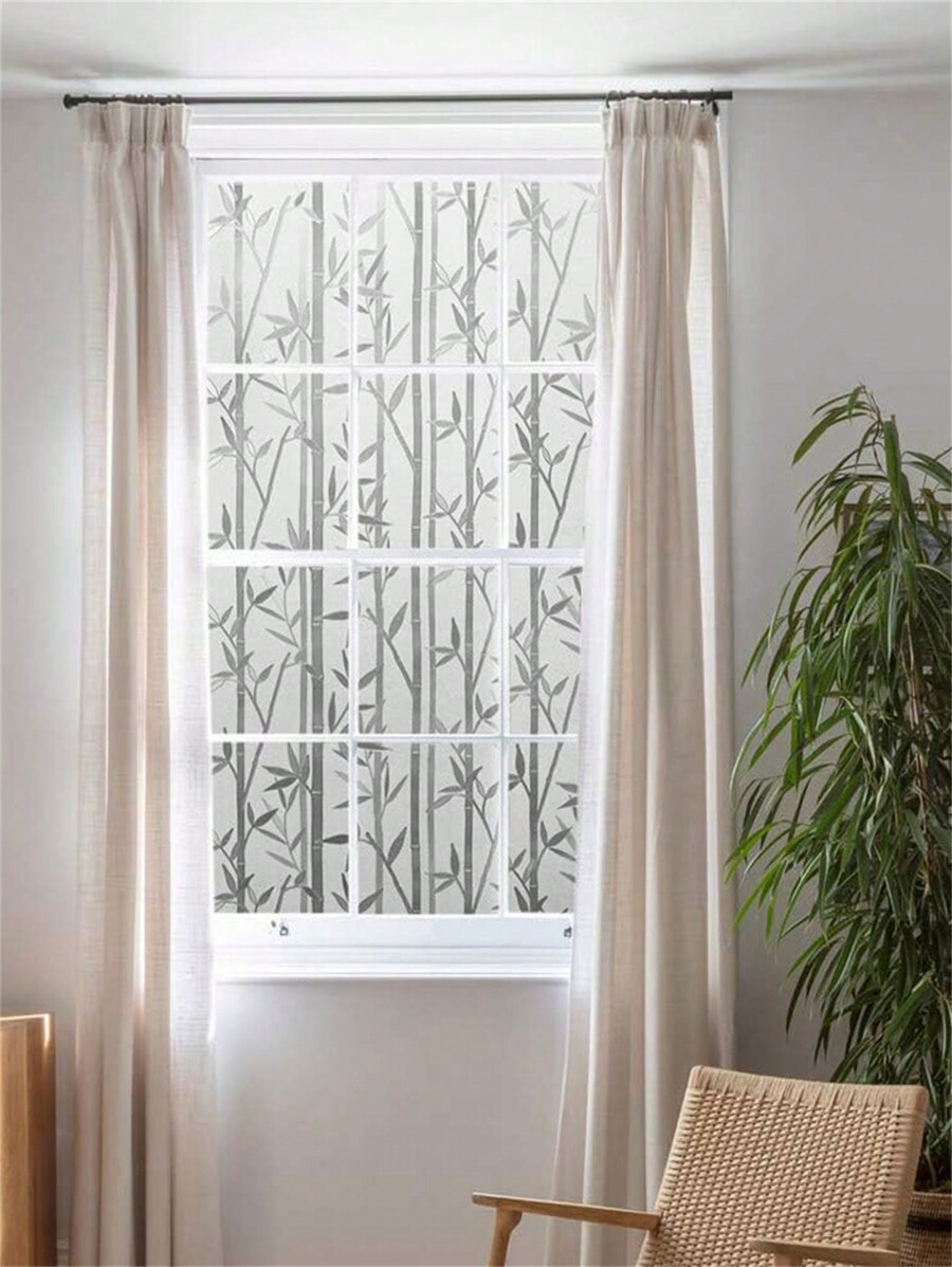 1 Roll Bamboo Pattern Frosted Glass Window Film, Decorative Window