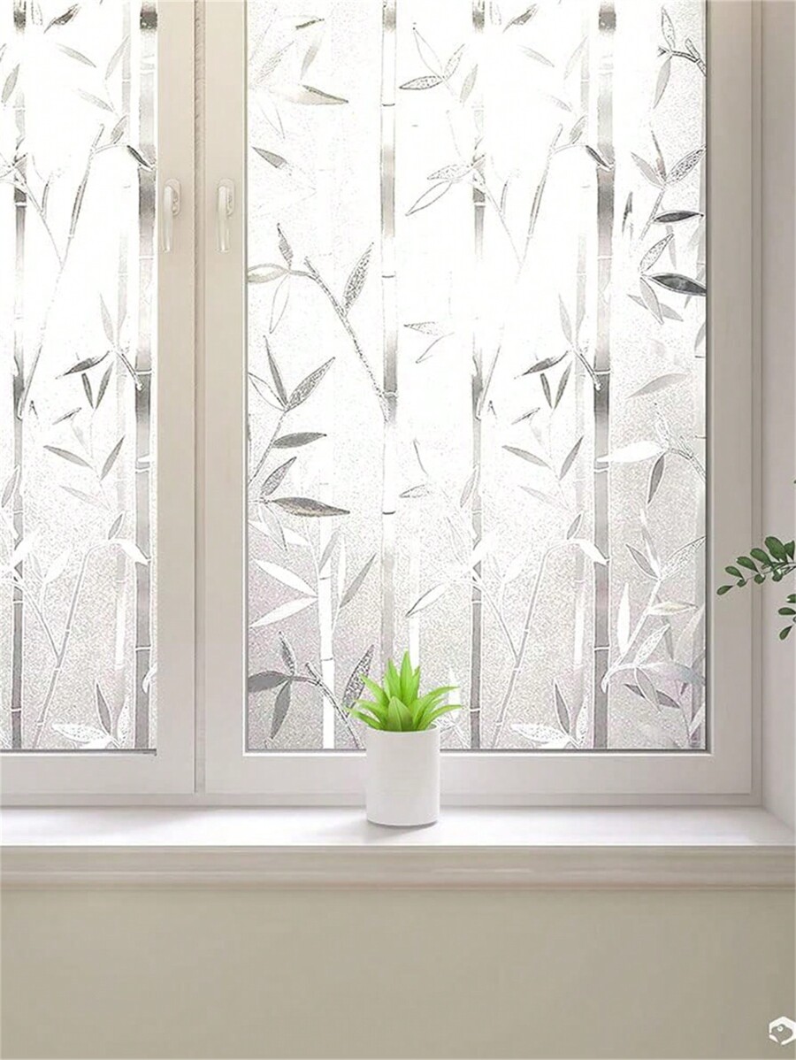 1 Roll Bamboo Pattern Frosted Glass Window Film, Decorative Window