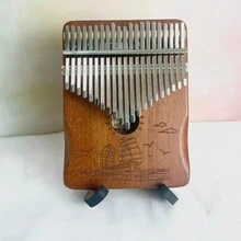 21 Key Kalimba Thumb Piano With Peach Wood Resonating Body, Tuning Hammer, Finger Guards, Gig Bag, Scale Stickers, Cleaning Cloth And User Manual Vintage - Hand Guard Yang Fan Sets Sail - View 1