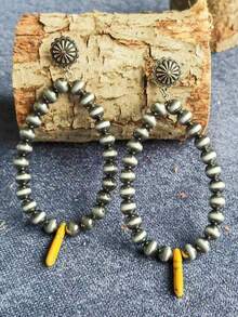 1pair Vintage Western Style Earrings, Matched With Multicolor Stones, Cowboy Theme - Bull Head - View 5